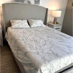 Wake In Cloud Duvet Cover with 2 pillow cases, marble grey, queen
